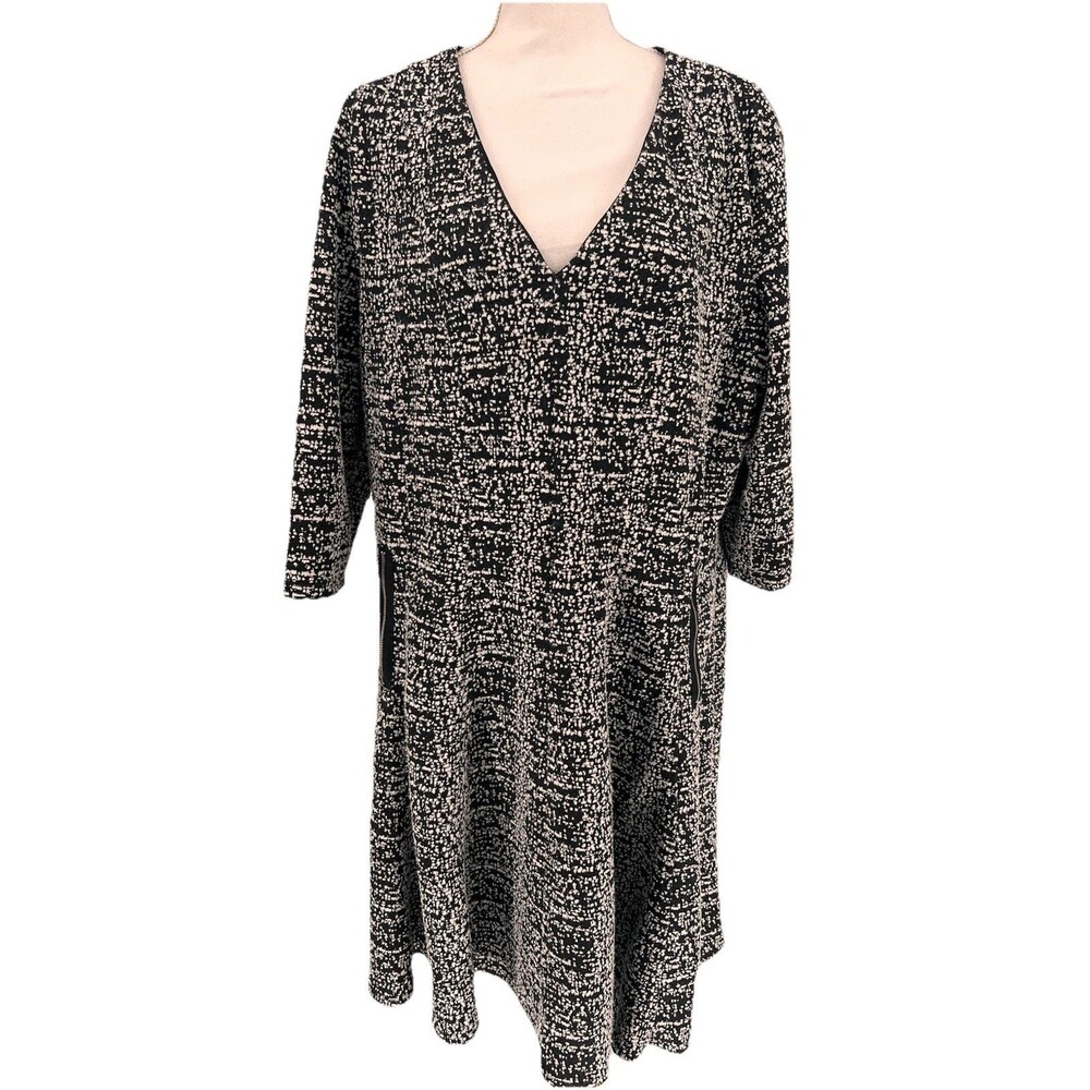 LANE BRYANT  Black & White Dress Size 22/24 Fit & Flare Fall Winter Zippers
